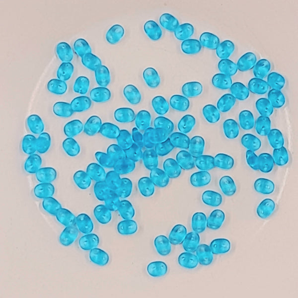 Czech Superduo Beads Matte Transparent Aqua 7.5gm Bag