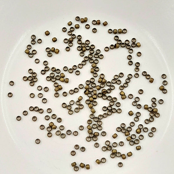 Findings - 2mm Crimp Beads Antique Bronze 3gm Bag
