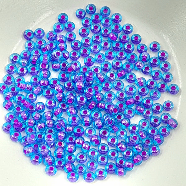 Japanese Seed Beads Size 6 Pink Lined Aqua 7.5gm Bag