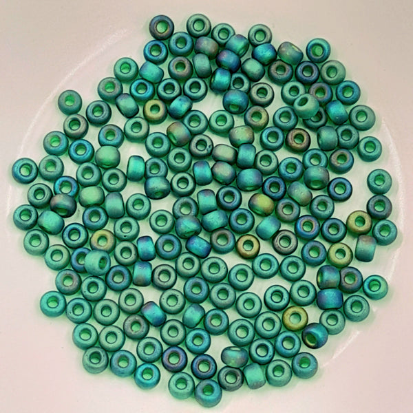 Miyuki Seed Beads Size 6 Matte Transparent Green AB 7.5gm Bag