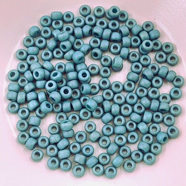 Miyuki Seed Beads Size 6 Opaque Matte Glazed Peacock AB 7.5gm Bag
