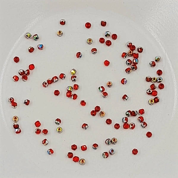 2mm Czech Fire Polished Faceted Round Glass Bead Siam Red Vitrail 50 Pack