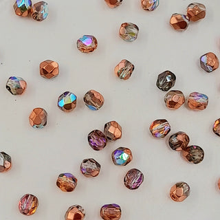 Czech Fire Polished 4mm Faceted Round Capri Gold AB 20 Pack