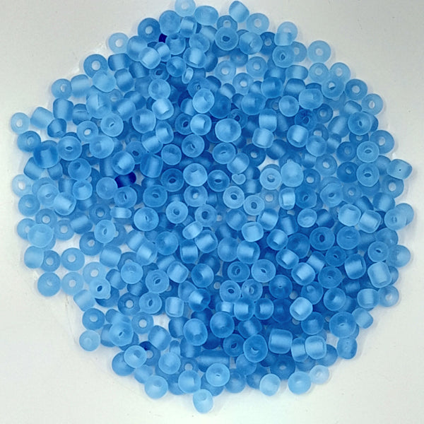 Chinese seed beads size 6 frosted pale blue 25gm bag