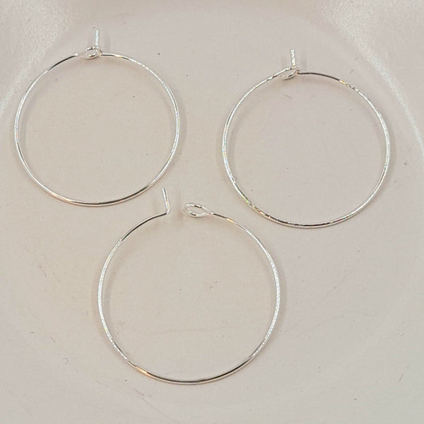 Findings - Metal Earring Hoop/Wine Glass Charm Ring Silver 25mm