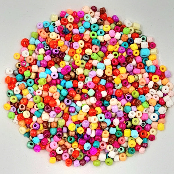 Chinese Seed Beads Size 8 Mixed Colours 25gm Bag