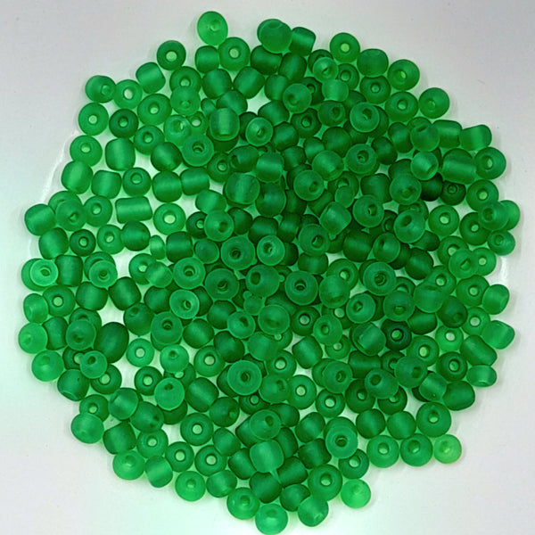 Chinese Seed Beads Size 6 Frosted Green 25gm Bag