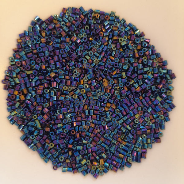 Chinese Seed Beads Short Bugle 2mm Paua 25gm Bag