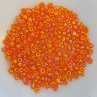 Chinese Seed Beads Size 6 Iridescent Orange 25gm Bag