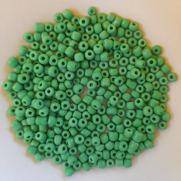 Chinese Seed Beads Size 6 Opaque Fresh Green 25gm Bag