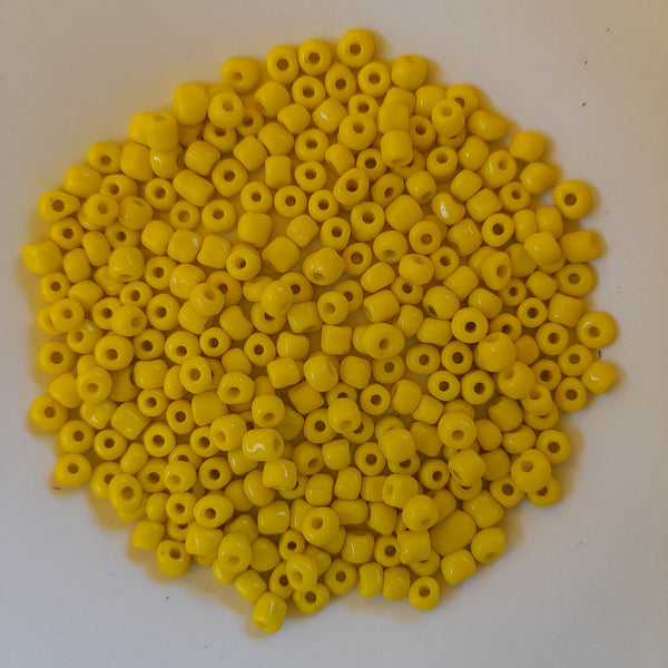 Chinese Seed Beads Size 6 Opaque Yellow 25gm Bag