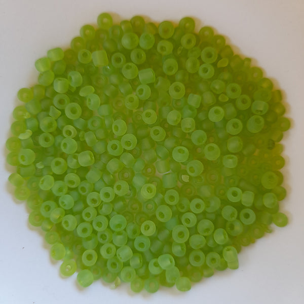 Chinese Seed Beads Size 6 Matte Green Yellow 25gm Bag