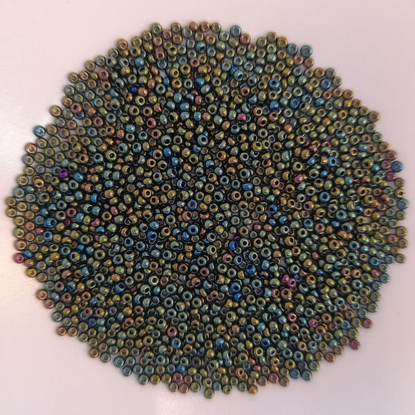 Japanese Seed Beads Size 11 Green Iris 7.5gm Bag
