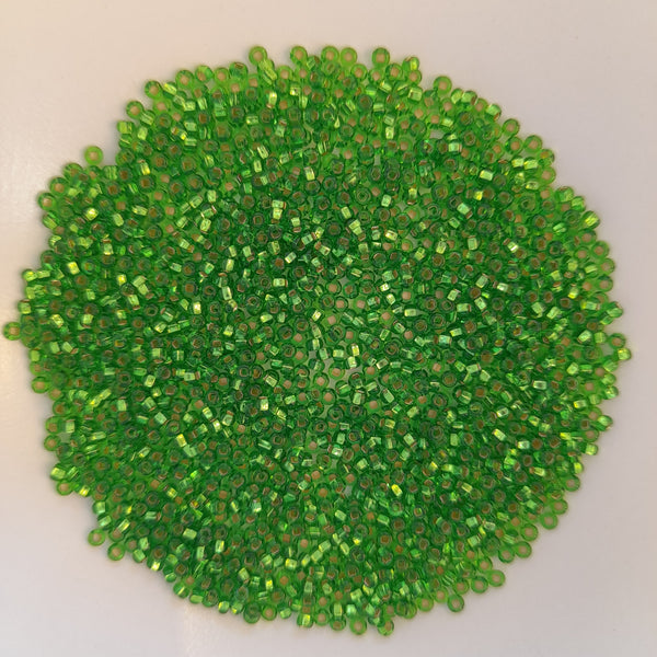 Japanese Seed Beads Size 11 Silver Lined Lime Green 7.5gm Bag