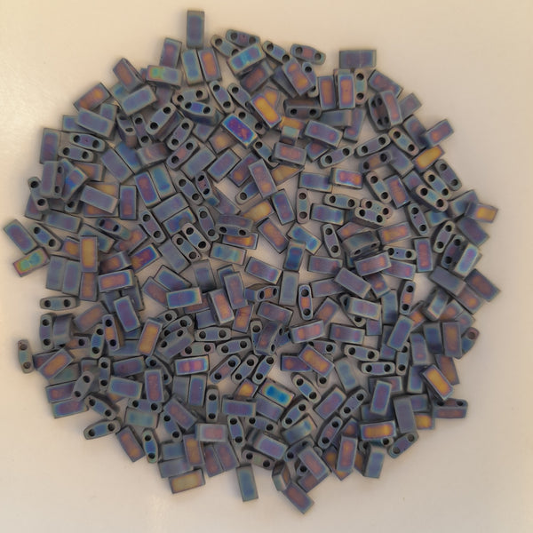 Miyuki Half Tila Beads Matte Black AB 7.5gm Bag
