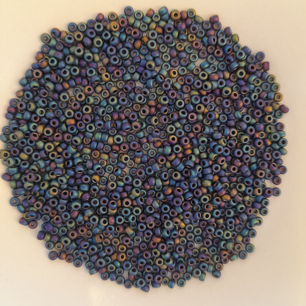 Miyuki Seed Beads Size 11 Matte Black AB 7.5gm Bag