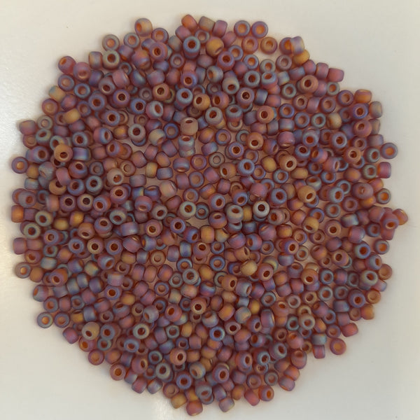 Miyuki Seed Beads Size 8 Matte Dark Topaz AB 7.5gm Bag