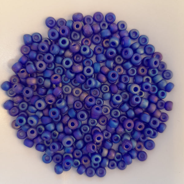 Miyuki Seed Beads Size 6 Matte Transparent Cobalt AB 7.5gm Bag