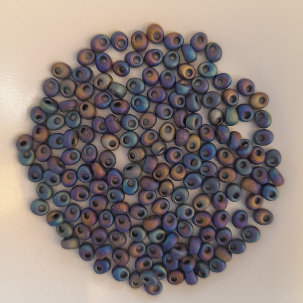 Miyuki Magatama Beads 4mm Matte Black AB 7.5gm Bag