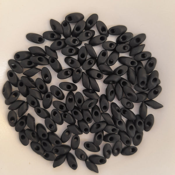 Miyuki Long Magatama Beads 4x7mm Matte Jet Black 7.5gm Bag