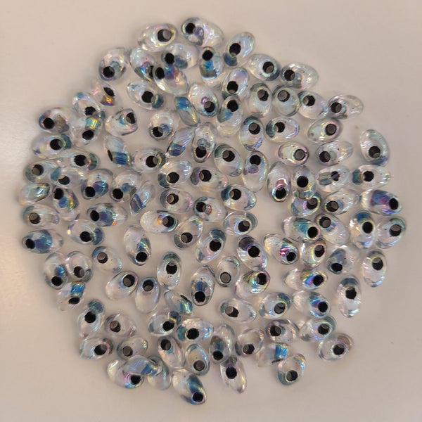 Miyuki Long Magatama Beads 4x7mm Black Lined Crystal AB 7.5gm Bag