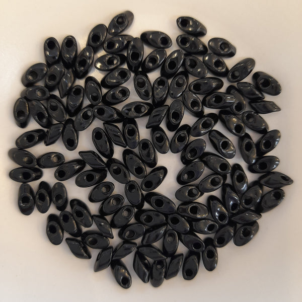 Miyuki Long Magatama Beads 4x7mm Jet Black 7.5gm Bag