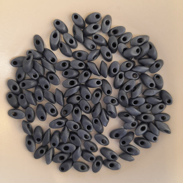 Miyuki Long Magatama Beads 4x7mm Matte Gunmetal 7.5gm Bag