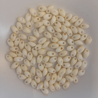 Miyuki Long Magatama Beads 4x7mm Matte Opaque Cream 7.5gm Bag
