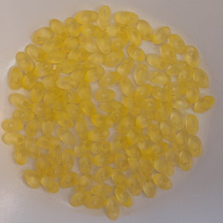 Miyuki Long Magatama Beads 4x7mm Matte Transaparent Pale Yellow 7.5gm Bag