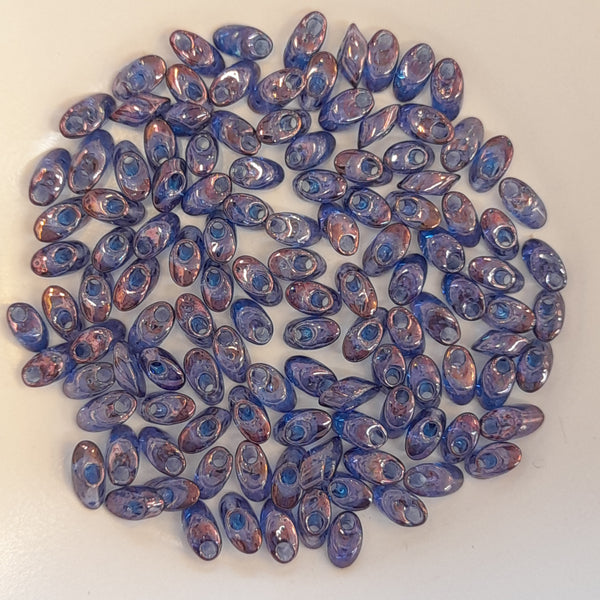 Miyuki Long Magatama Beads 4x7mm Metallic Purple Gold Iris 7.5gm Bag