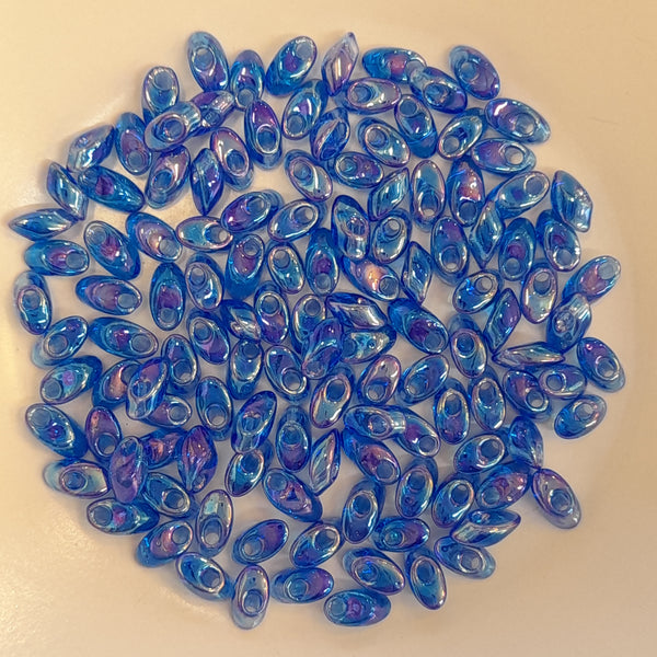 Miyuki Long Magatama Beads 4x7mm Transparent Light Sapphire AB 7.5gm Bag