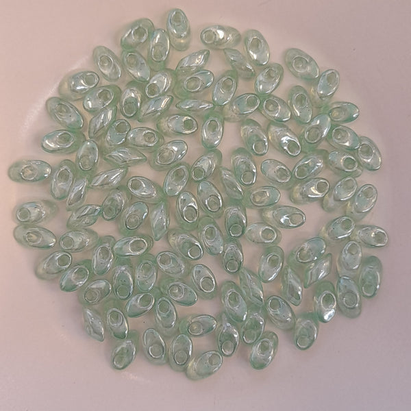 Miyuki Long Magatama Beads 4x7mm Transparent Pale Green 7.5gm Bag
