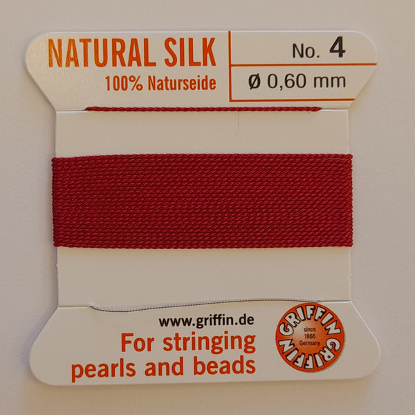 Griffin Silk Cord 2m Size 4 (0.6mm) Garnet Red