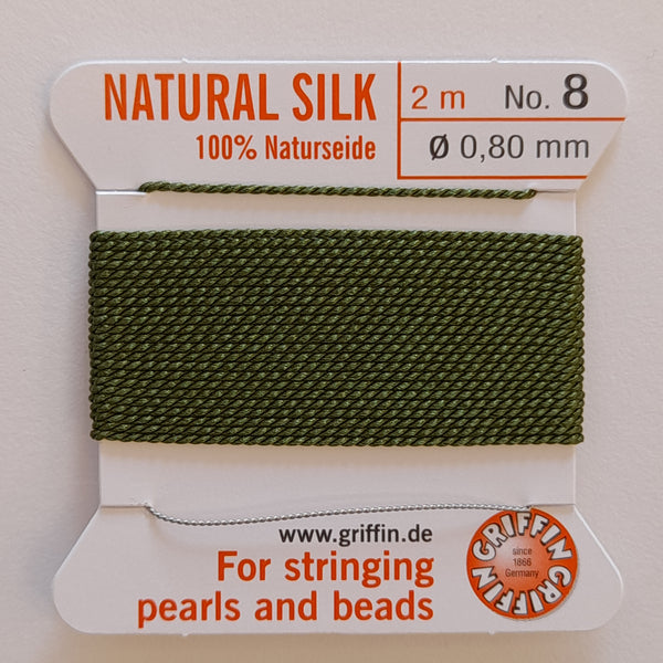 Griffin Silk Cord Size 8 (0.8mm) Olive Green
