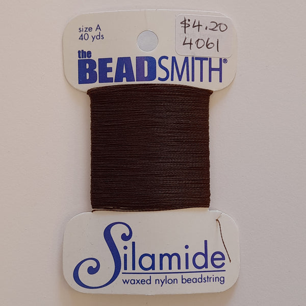 Silamide Waxed Nylon Beadstring 40 Yards (36.6m) Dark Brown