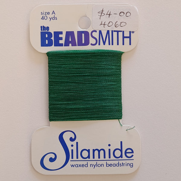 Silamide Waxed Nylon Beadstring 40 Yards (36.6m) Kelly Green