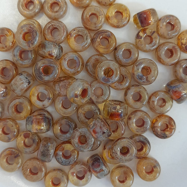 Czech Seed Beads Size 2 Crystal Dark Travertine 7.5gm Bag
