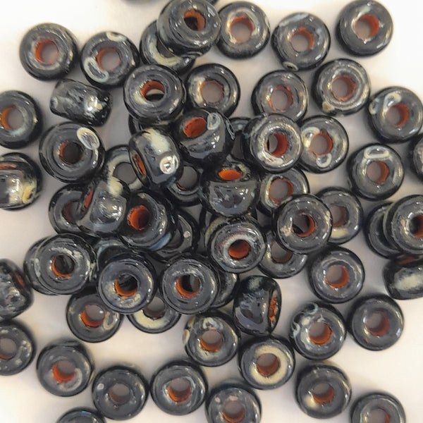 Czech Seed Beads Size 2 Picasso Jet Black 7.5gm Bag
