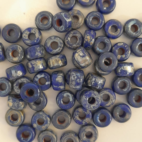 Czech Seed Beads Size 2 Picasso Royal Blue 7.5gm Bag