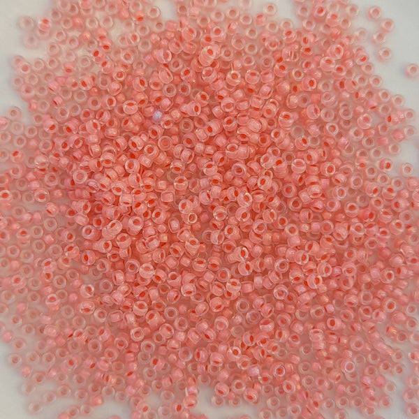 Miyuki Seed Beads Size 15 Salmon Lined Pink 3gm Bag