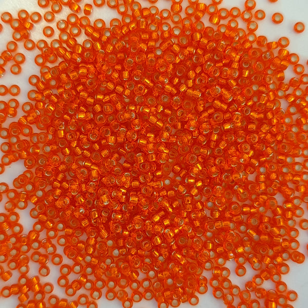 Miyuki Seed Beads Size 15 Silver Lined Orange 3gm Bag