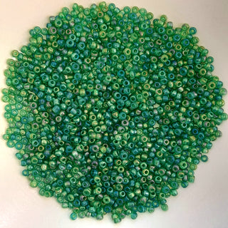 Chinese Seed Beads Size 11 Iridescent Green 25gm