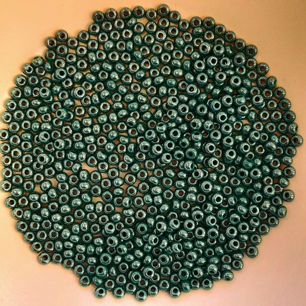 Japanese Seed Beads Size 8 Opaque Green Lustre 7.5gm Bag