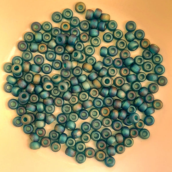 Miyuki Seed Beads Size 6 Matte Travertine Teal AB 7.5gm Bag