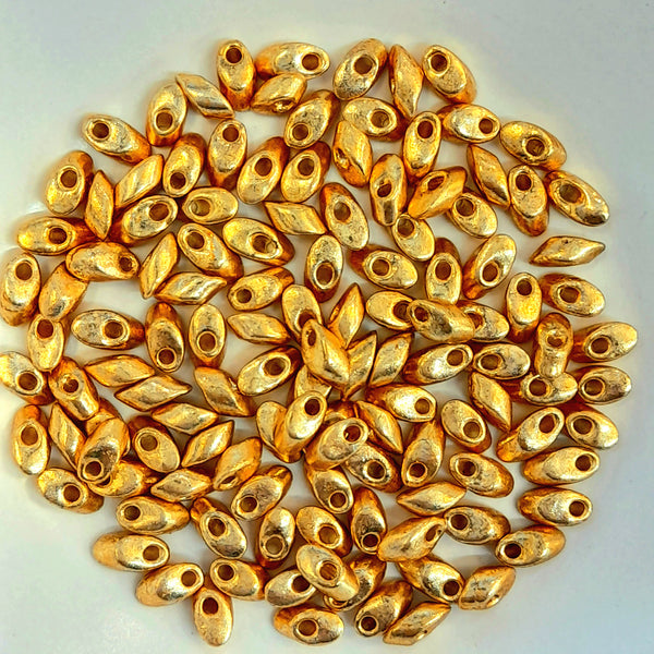 Miyuki Long Magatama Beads 4x7mm Galvanised Gold 7.5gm Bag