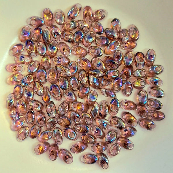 Miyuki Long Magatama Beads 4x7mm Transparent Amethyst AB 7.5gm Bag