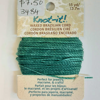 Knot It - Waxed Brazilian Cord - Teal 13.7m