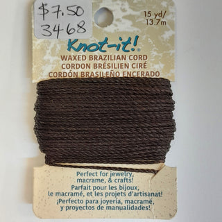 Knot It - Waxed Brazilian Cord - Chocolate 13.7m