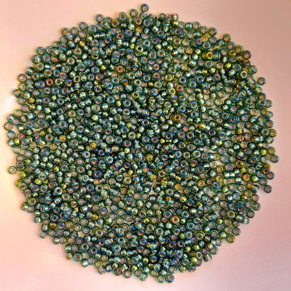 Miyuki Seed Beads Size 11 Silver Lined Olive AB 7.5gm Bag