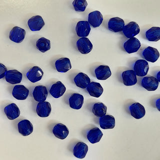 Czech Fire Polished 4mm Faceted Round Transparent Royal Blue 20 Pack